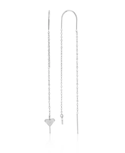 Roxy Waterproof Yellow 65mm Triangular Heart Palm Tree Threader Earrings In Platinum