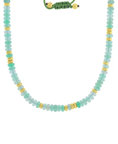 Roxy Waterproof Yellow Beads Green Aventurine Adjustable Necklace In Metallic