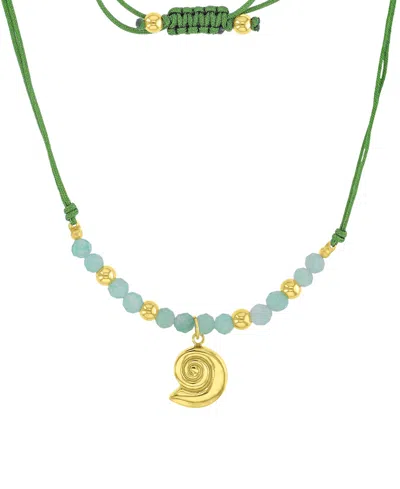 Roxy Waterproof Yellow Beads Green Aventurine Adjustable Necklace In Orange