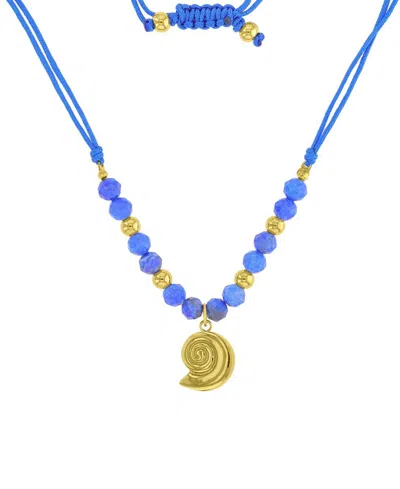 Roxy Waterproof Yellow Beads Labradorite Adjustable Necklace In Blue