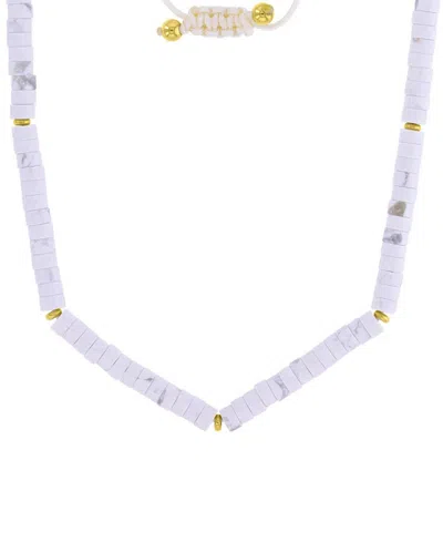 Roxy Waterproof Yellow Beads Labradorite Adjustable Necklace In White