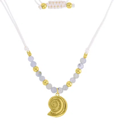 Roxy Waterproof Yellow Beads Labradorite Adjustable Necklace In Orange
