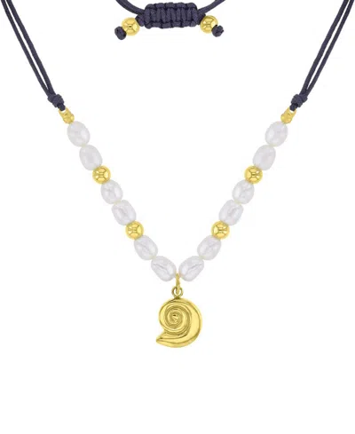 Roxy Waterproof Yellow Beads Pearl Adjustable Necklace In Black