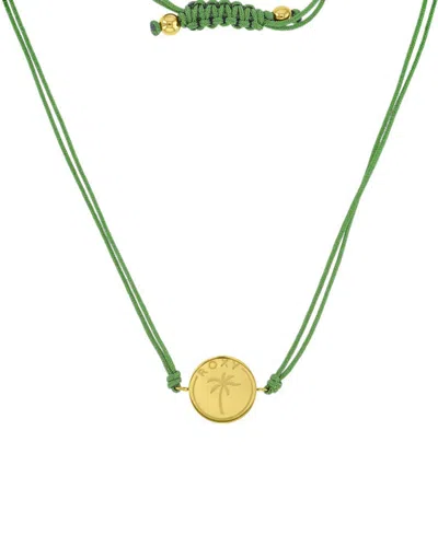 Roxy Waterproof Yellow Heart Beads Adjustable Necklace In Green