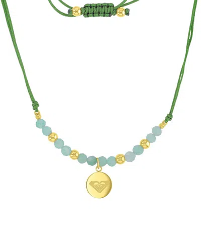 Roxy Waterproof Yellow Heart Green Aventurine Adjustable Necklace In Orange