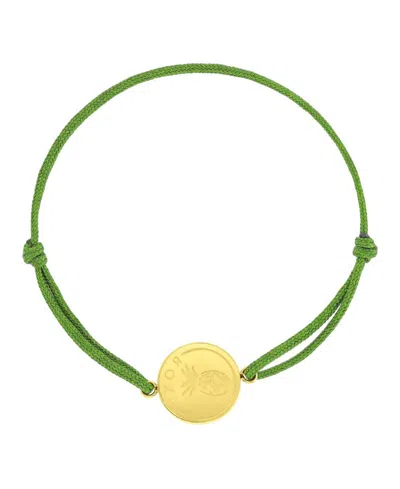 Roxy Waterproof Yellow Heart Pineapple Rd Charm Adjustable Bracelet In Green
