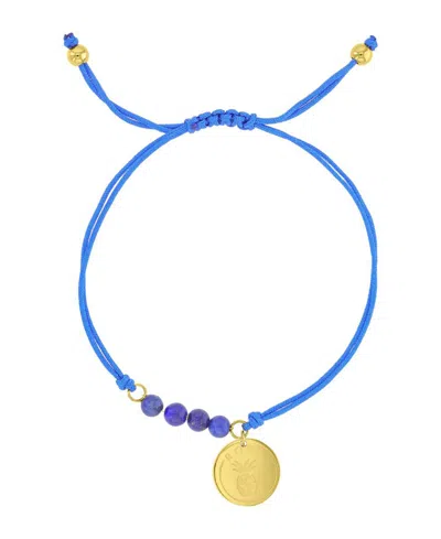 Roxy Waterproof Yellow Heart Pineapple Rd Charm Lapis Adjustable Bracelet In Gray