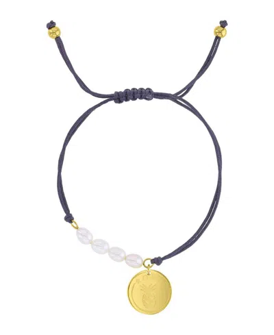 Roxy Waterproof Yellow Heart Pineapple Rd Charm Pearl Adjustable Bracelet In Pattern