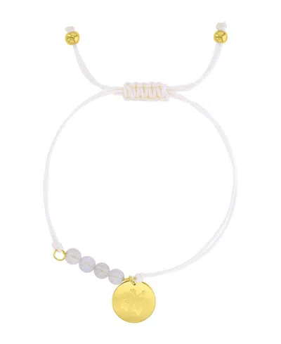 Roxy Waterproof Yellow Hibiscus Disc Labradorite Adjustable Bracelet In Burgundy