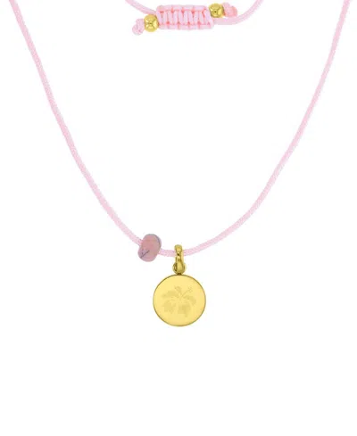 Roxy Waterproof Yellow Hibiscus Labradorite Adjustable Necklace In Gold Pink