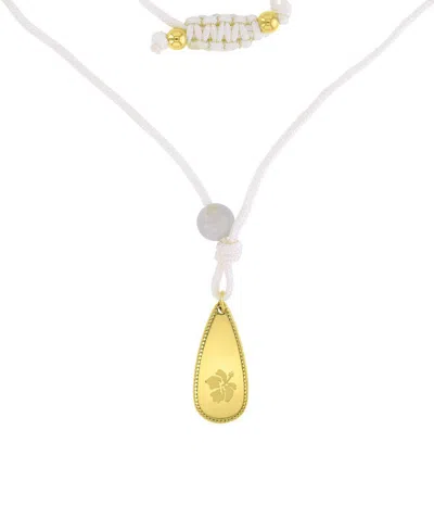 Roxy Waterproof Yellow Hibiscus Labradorite Adjustable Necklace In Gold White