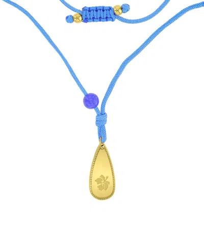 Roxy Waterproof Yellow Hibiscus Labradorite Adjustable Necklace In Blue