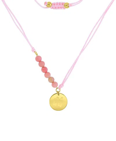 Roxy Waterproof Yellow Hibiscus Labradorite Adjustable Necklace In Pink