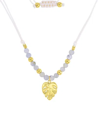 Roxy Waterproof Yellow Palm Leaf Labradorite Adjustable Necklace In Multi