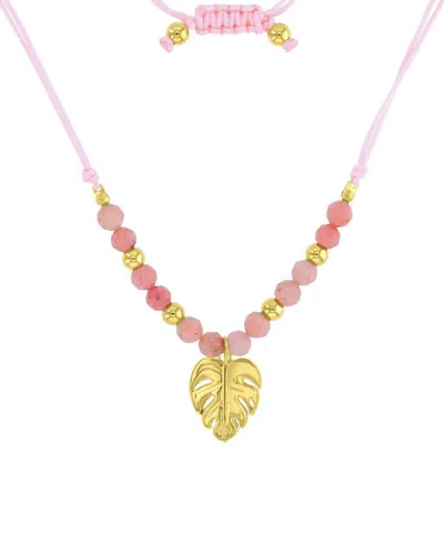 Roxy Waterproof Yellow Palm Leaf Labradorite Adjustable Necklace In Metallic