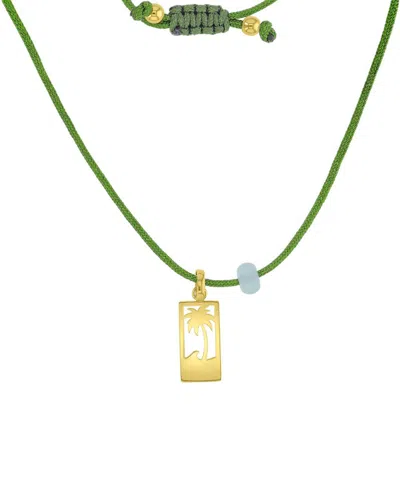 Roxy Waterproof Yellow Palm Tree Green Aventurine Adjustable Necklace