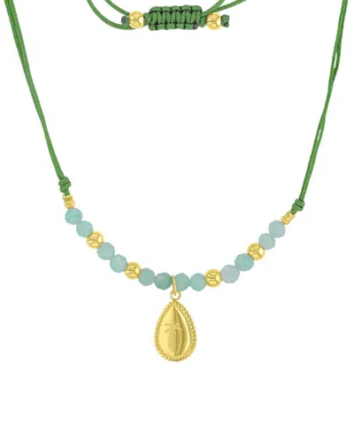 Roxy Waterproof Yellow Palm Tree Green Aventurine Adjustable Necklace In Neutral