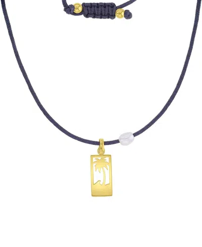 Roxy Waterproof Yellow Palm Tree Pearl Adjustable Necklace
