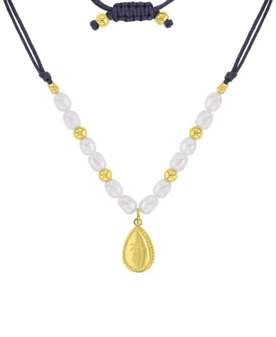 Roxy Waterproof Yellow Palm Tree Pearl Adjustable Necklace In Pink