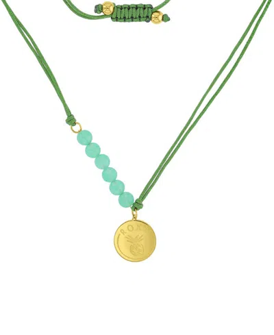 Roxy Waterproof Yellow Pineapple Green Aventurine Adjustable Necklace