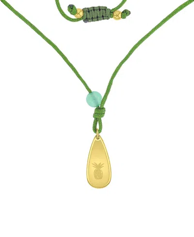 Roxy Waterproof Yellow Pineapple Green Aventurine Adjustable Necklace In Gray
