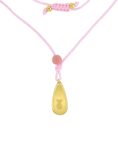 Roxy Waterproof Yellow Pineapple Labradorite Adjustable Necklace In Pink