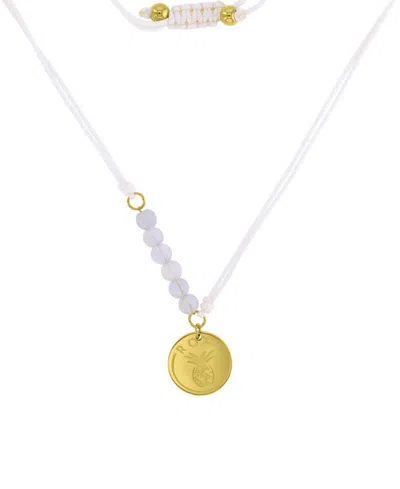 Roxy Waterproof Yellow Pineapple Labradorite Adjustable Necklace In Pink
