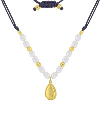Roxy Waterproof Yellow Pineapple Pattern Pearl Adjustable Necklace In Gold