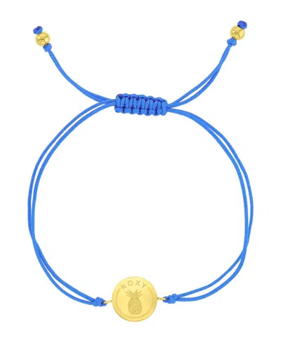 Roxy Waterproof Yellow Pineapple Rd Charm Adjustable Bracelet In Blue