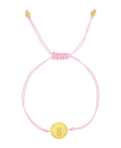 Roxy Waterproof Yellow Pineapple Rd Charm Adjustable Bracelet In Gold