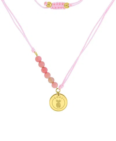 Roxy Waterproof Yellow Pineapple Rhodonite Adjustable Necklace In Pink