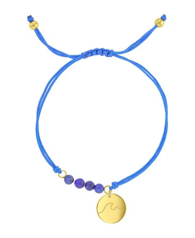Roxy Waterproof Yellow Rd Wave Heart Charm Labradorite Adjustable Bracelet In Blue