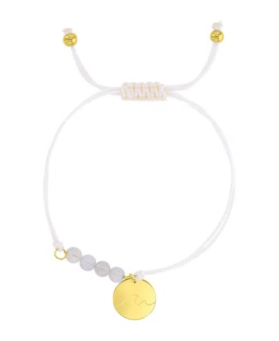 Roxy Waterproof Yellow Rd Wave Heart Charm Labradorite Adjustable Bracelet In Gold