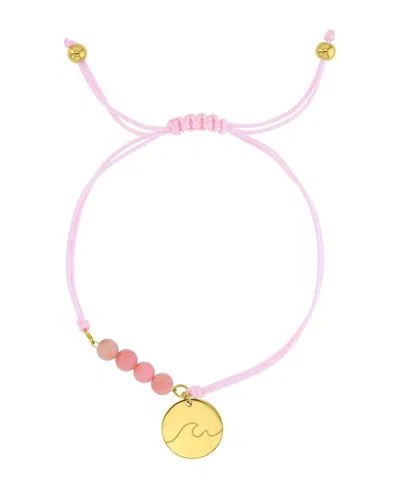Roxy Waterproof Yellow Rd Wave Heart Charm Labradorite Adjustable Bracelet In Gold