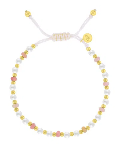 Roxy Waterproof Yellow Rhodonite Pearl Adjustable Bracelet In Orange