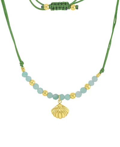 Roxy Waterproof Yellow Seashell Green Aventurine Adjustable Necklace In Purple