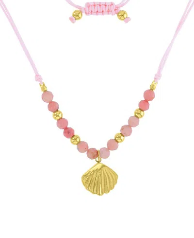 Roxy Waterproof Yellow Seashell Labradorite Adjustable Necklace In Metallic