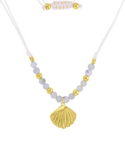 Roxy Waterproof Yellow Seashell Labradorite Adjustable Necklace In Pink