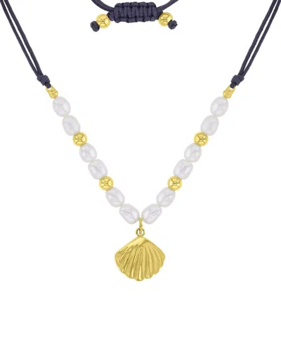 Roxy Waterproof Yellow Seashell Pearl Adjustable Necklace In Pattern