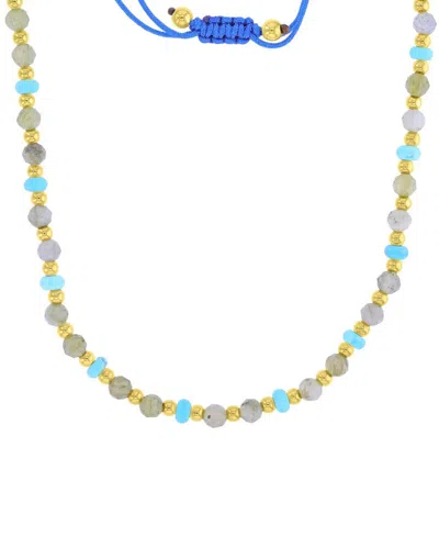 Roxy Waterproof Yellow Turquoise Labradorite Adjustable Necklace In Multi