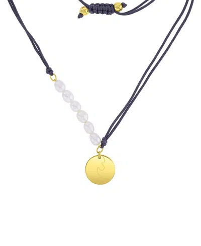Roxy Waterproof Yellow Wave Pearl Adjustable Necklace In Gold