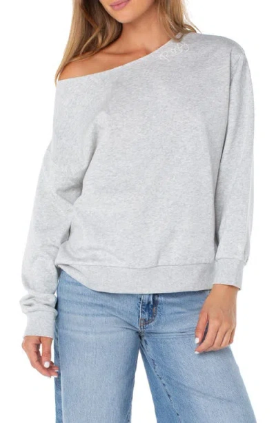 Roxy Wave Break One Shoulder Cotton Blend Sweatshirt In Gray