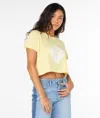 Roxy Wave Riders Cotton Crop Graphic T-shirt In Yellow