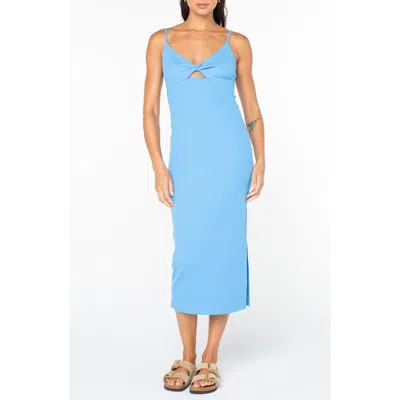 Roxy Wavey Lady Cotton Midi Dress In Azure Blue Solid