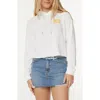 Roxy We Arrived Crop Fleece Graphic Hoodie In White