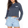 Roxy We Arrived Crop Pullover Hoodie In Blue
