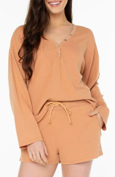 Roxy Weekend Story Long Sleeve Cotton Blend Henley