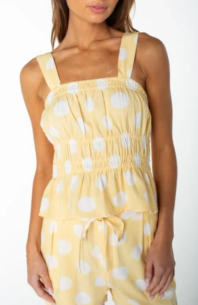 Roxy West Reef Polka Dot Cotton Tank In Yellow