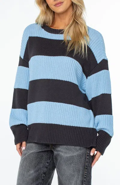 Roxy West Side Stripe Sweater In Cerulean