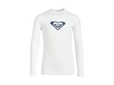 Roxy Whole Hearted Long Sleeve Rashguard (big Kid) Girl's Swimwear Bright White : Lg (16 Big Kids), Polye